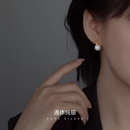 Milli 18K Gold Sterling Silver AAA Freshwater 11mm Pearl Hoops