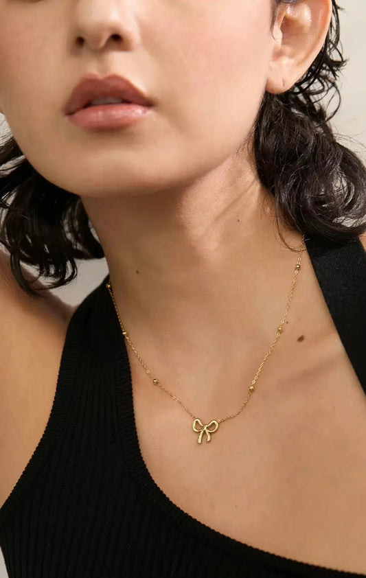 Bettie Bow Tie Necklace | Waterproof 18k Gold