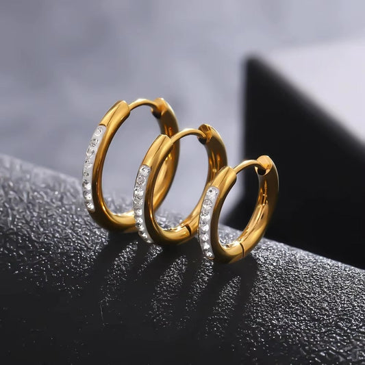 Aoife Micro Pave CZ Gold Huggie Hoops