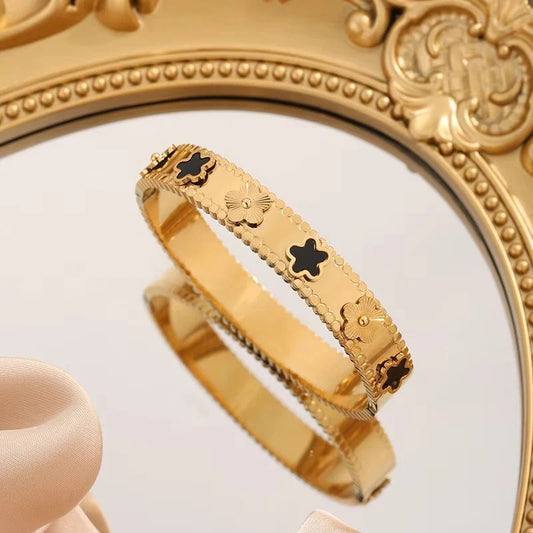 Ciara Colored Clover Hinged Bangle Bracelet