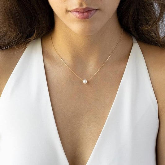 Enaya Sliding Pearl Necklace | Waterproof 18k Gold & Silver