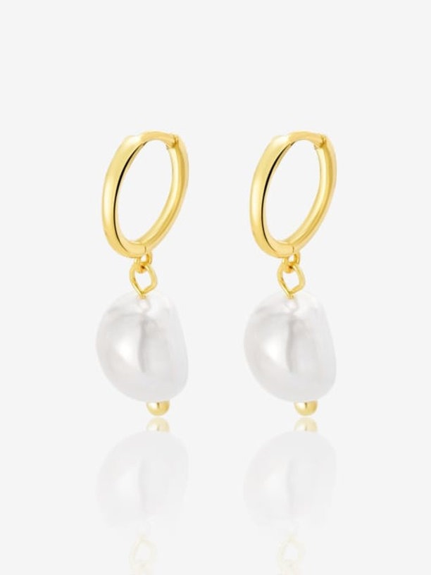 Leaf Pearl Hoops Earrings