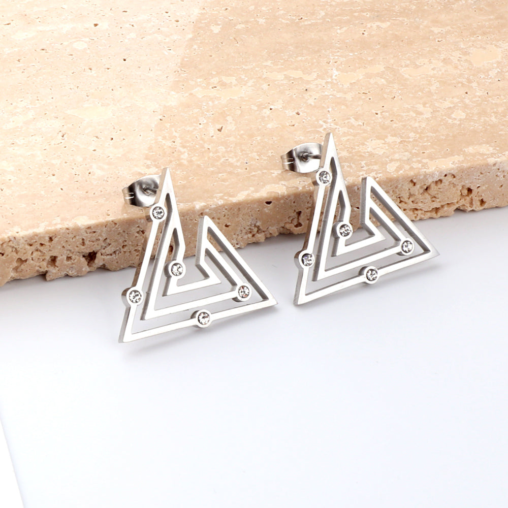 Timara Triangle CZ Studs | Waterproof 18K Gold & Silver