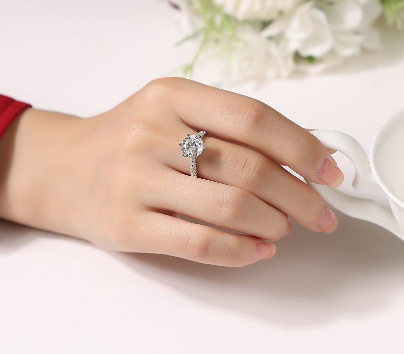 1 Carat Solitaire Moissanite Ring in Tulip Setting with Pavé Side Stones, Platinum Overlay Sterling Silver - Adjustable Size