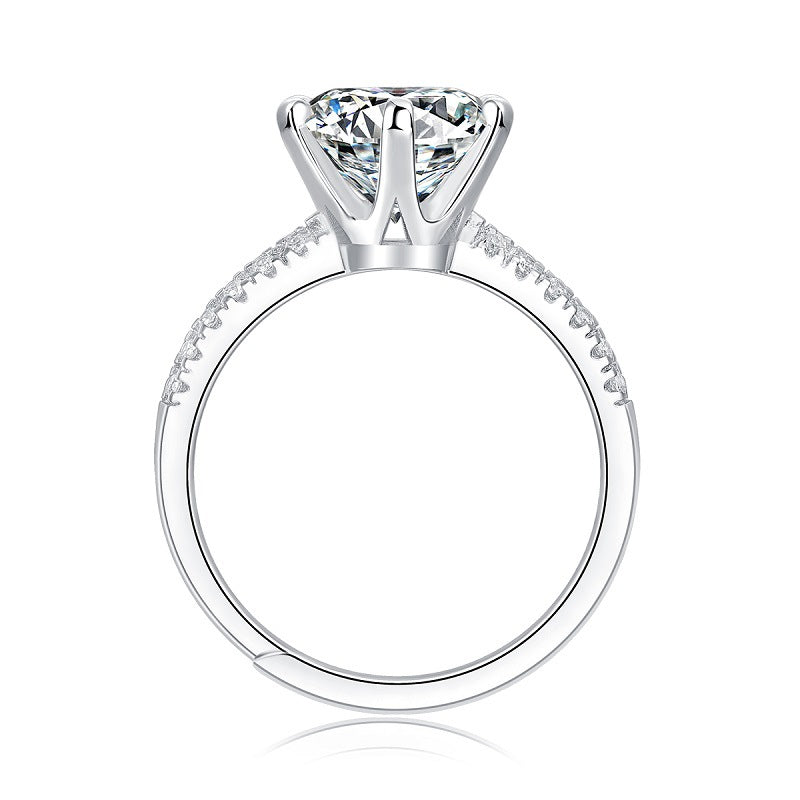 1 Carat Solitaire Moissanite Ring in Tulip Setting with Pavé Side Stones, Platinum Overlay Sterling Silver - Adjustable Size