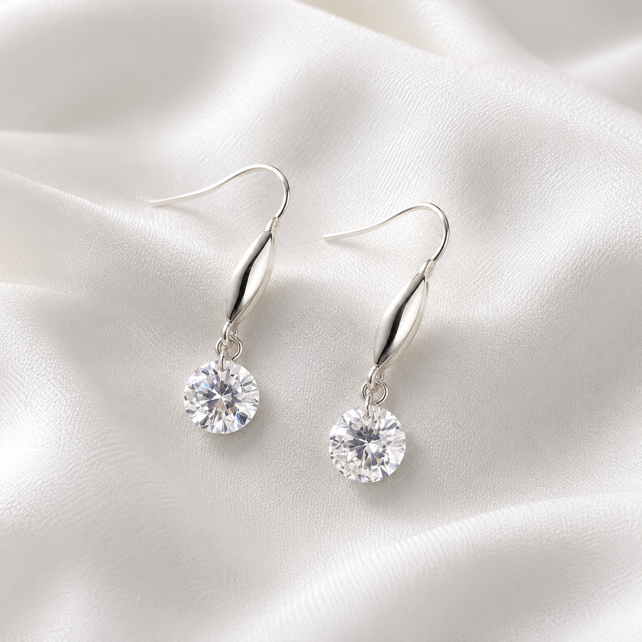 Leena Crystal Drop Earrings - Silver