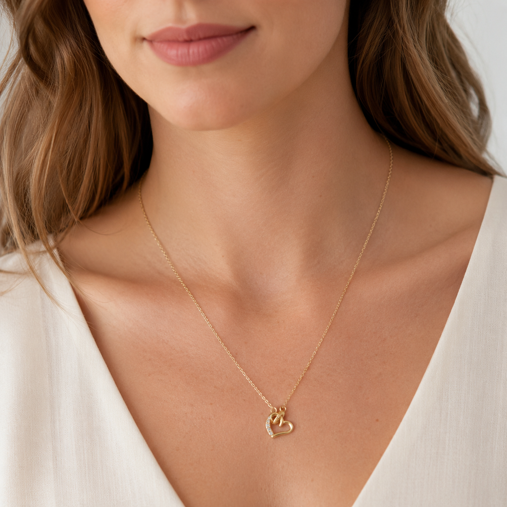 Kissim Heart Ring Necklace- Gold