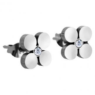 Eunice CZ Pave Clover	Studs -Silver