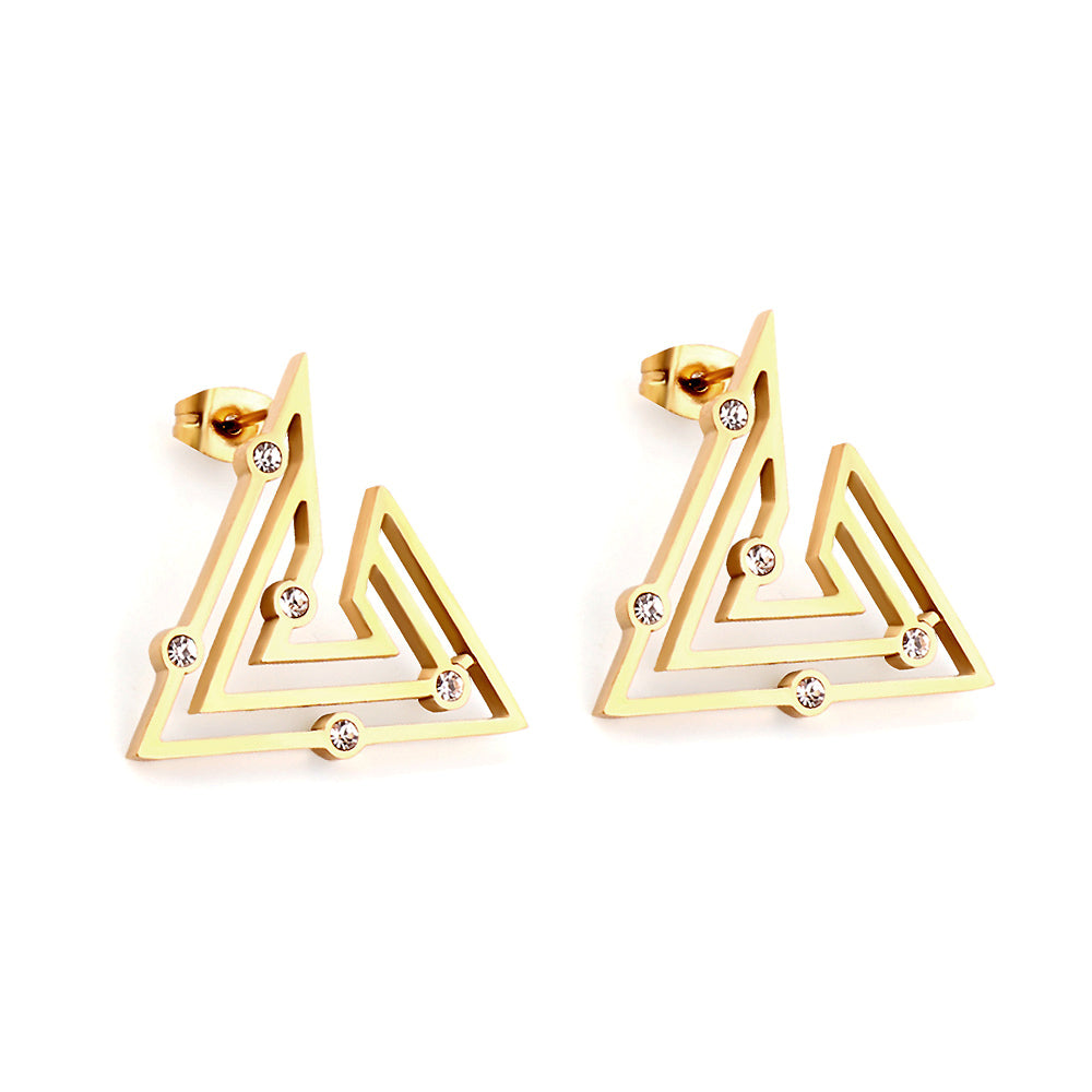 Timara Triangle CZ Studs | Waterproof 18K Gold & Silver