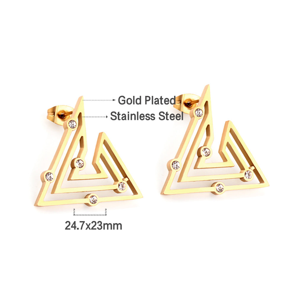 Timara Triangle CZ Studs | Waterproof 18K Gold & Silver