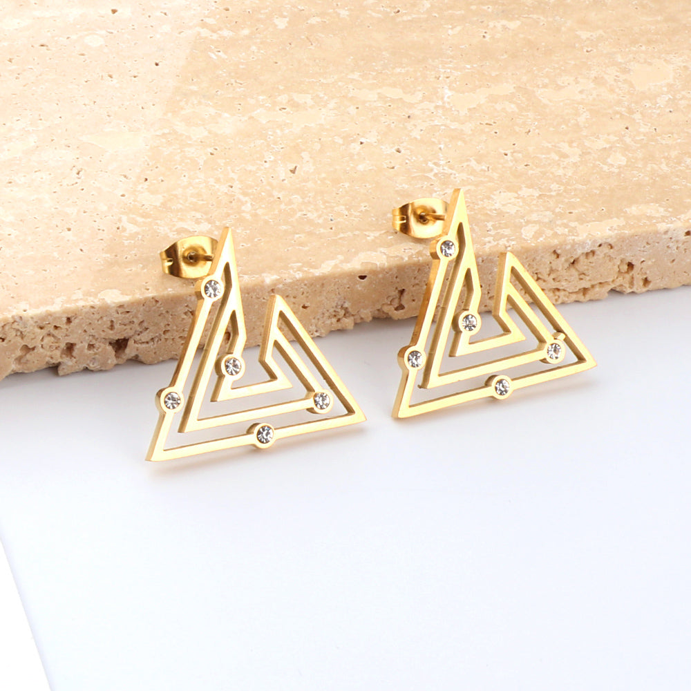 Timara Triangle CZ Studs | Waterproof 18K Gold & Silver