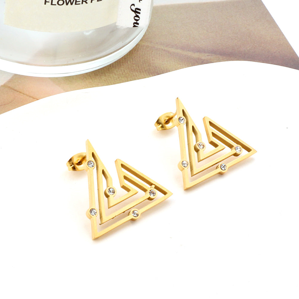 Timara Triangle CZ Studs | Waterproof 18K Gold & Silver