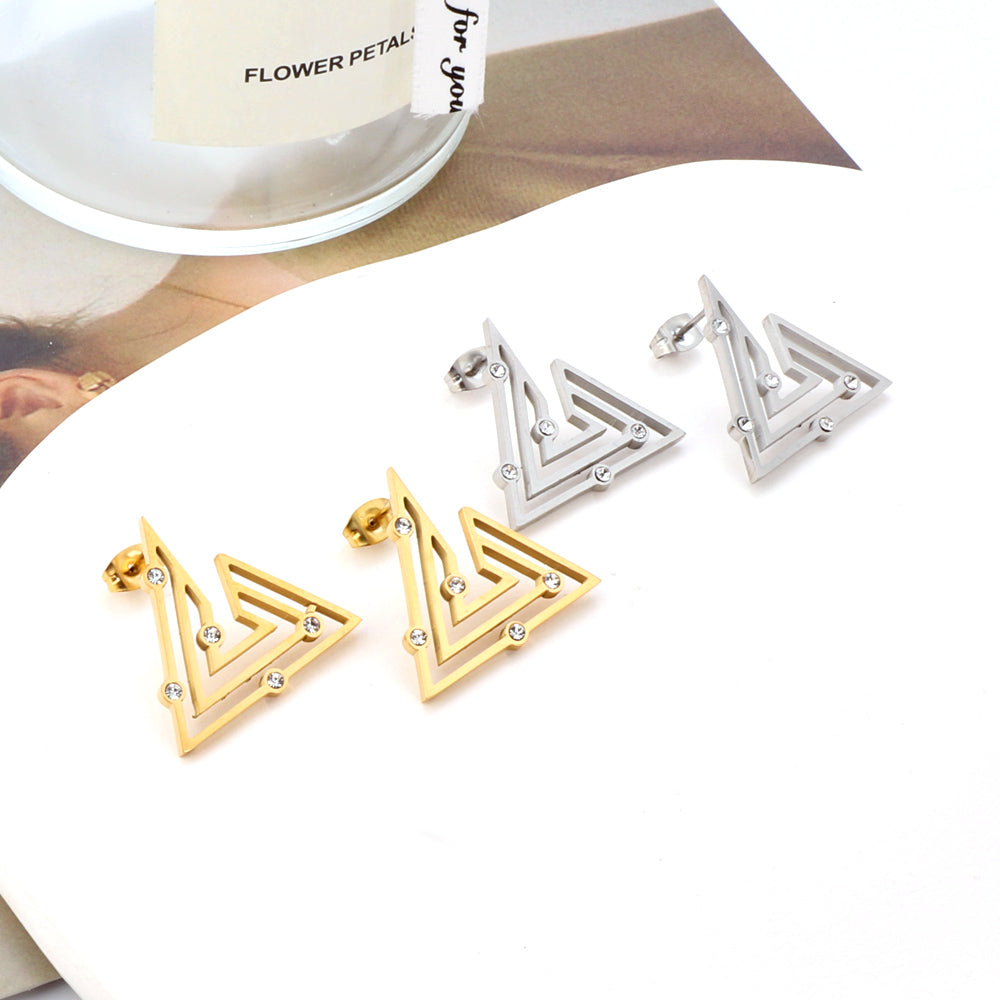 Timara Triangle CZ Studs | Waterproof 18K Gold & Silver