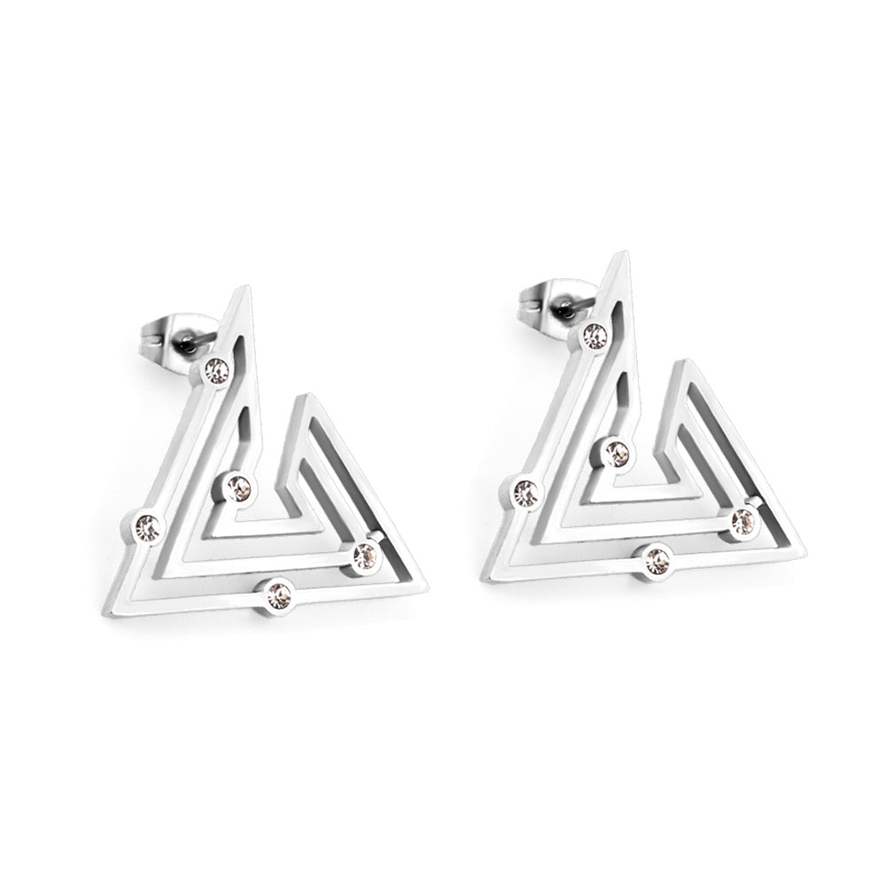 Timara Triangle CZ Studs | Waterproof 18K Gold & Silver