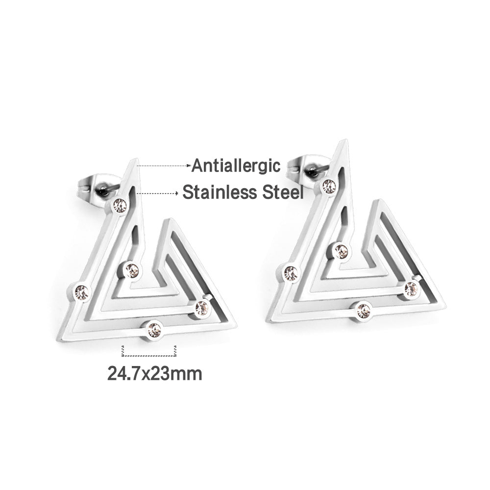 Timara Triangle CZ Studs | Waterproof 18K Gold & Silver