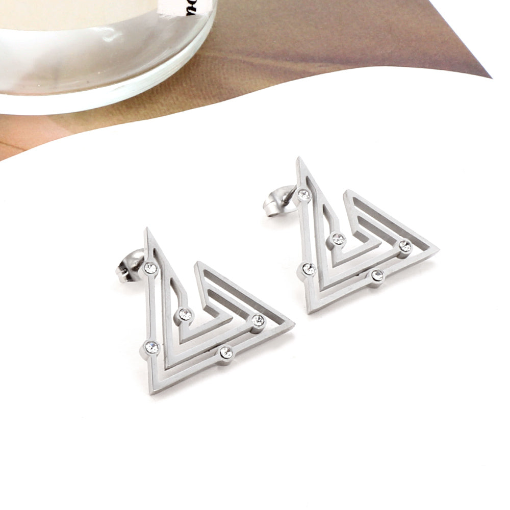 Timara Triangle CZ Studs | Waterproof 18K Gold & Silver