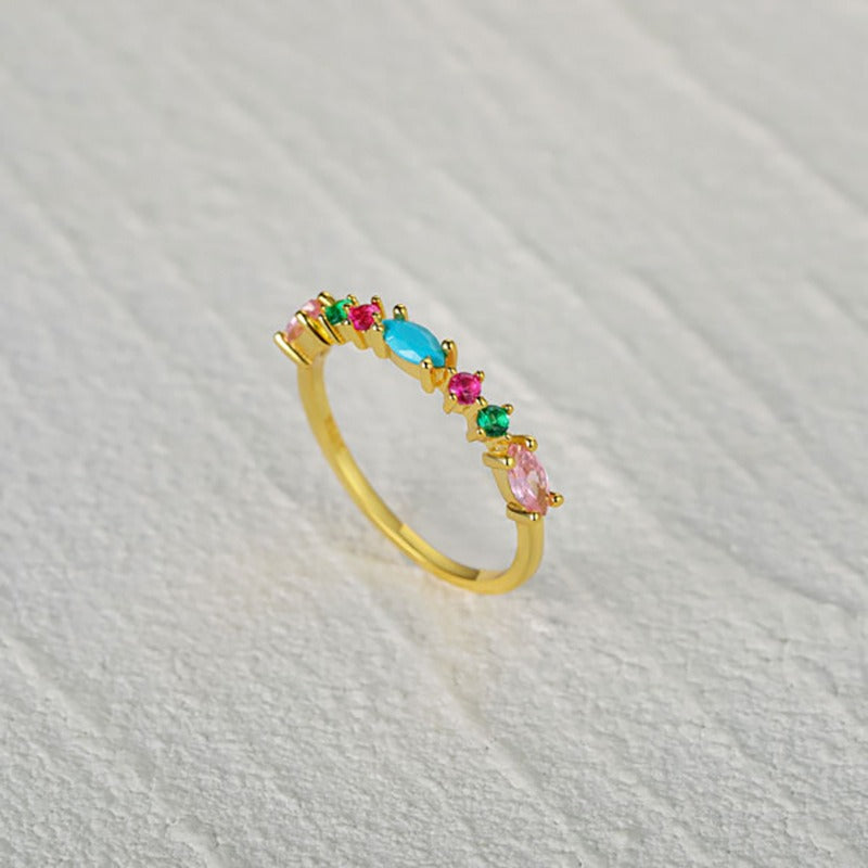 Karona Multicolor Stackable Gold Size #6 Ring