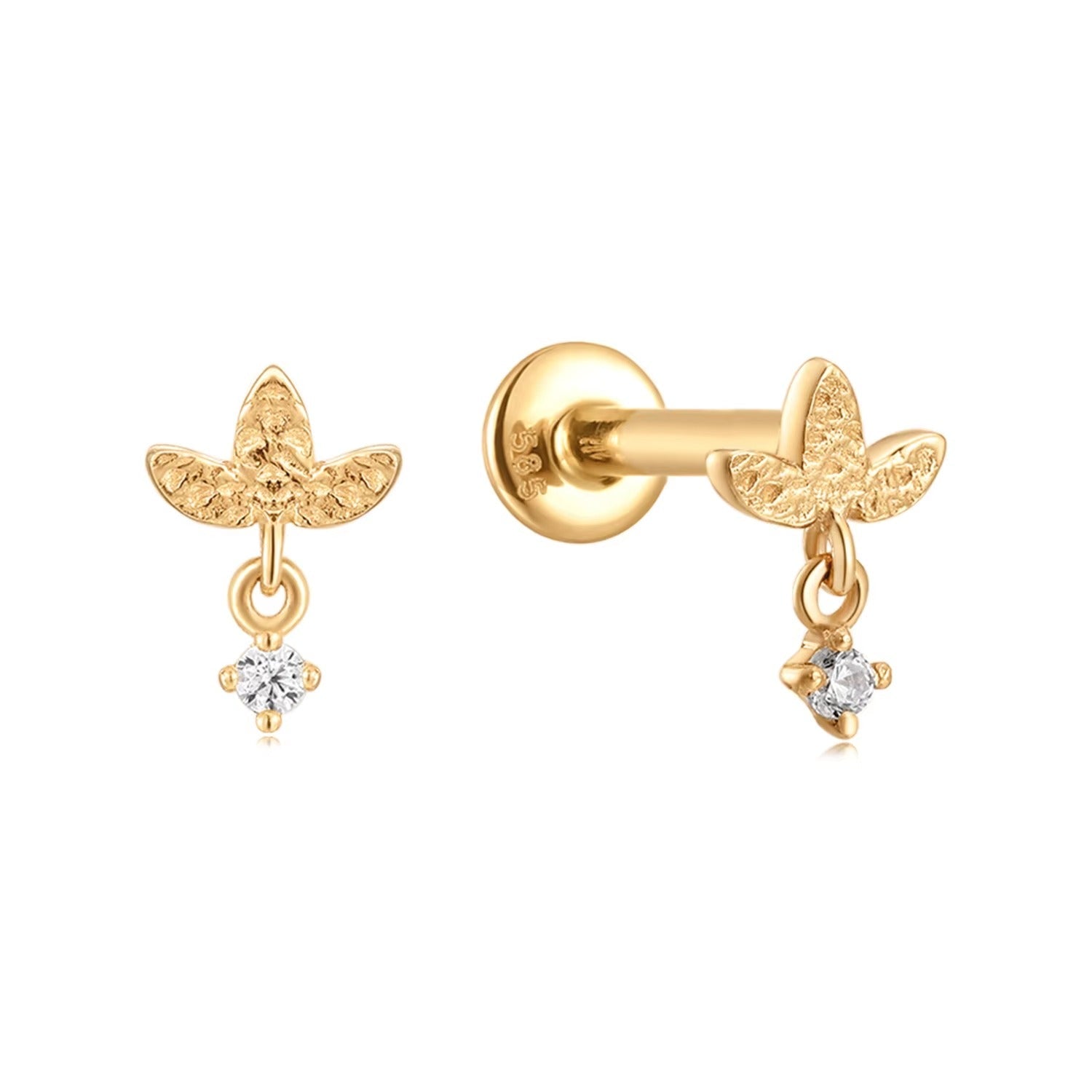 Lira	Crystal Screw Back Studs with Drop Earrings