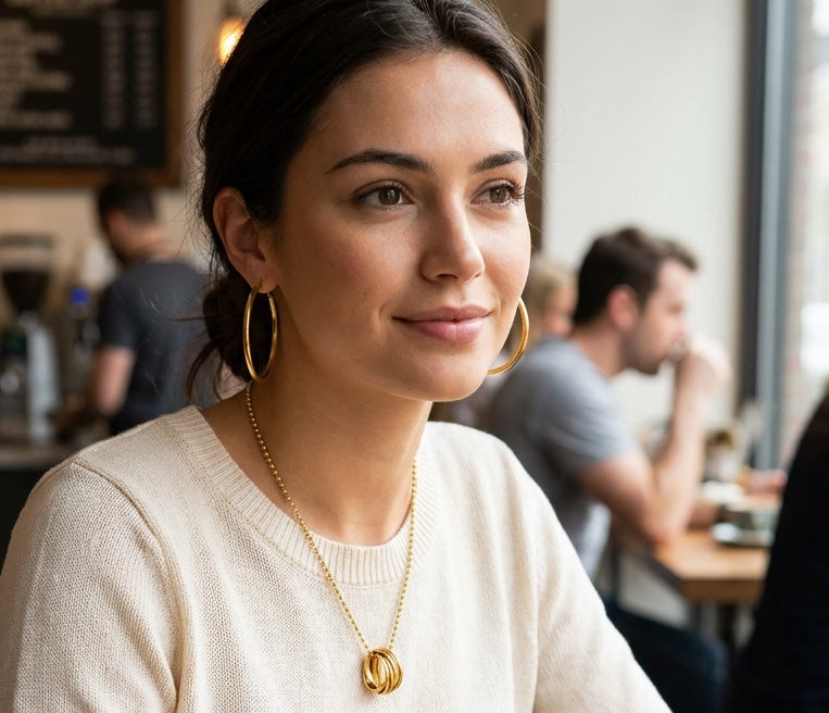 Ella Love Ring Necklace | Waterproof 18k Gold
