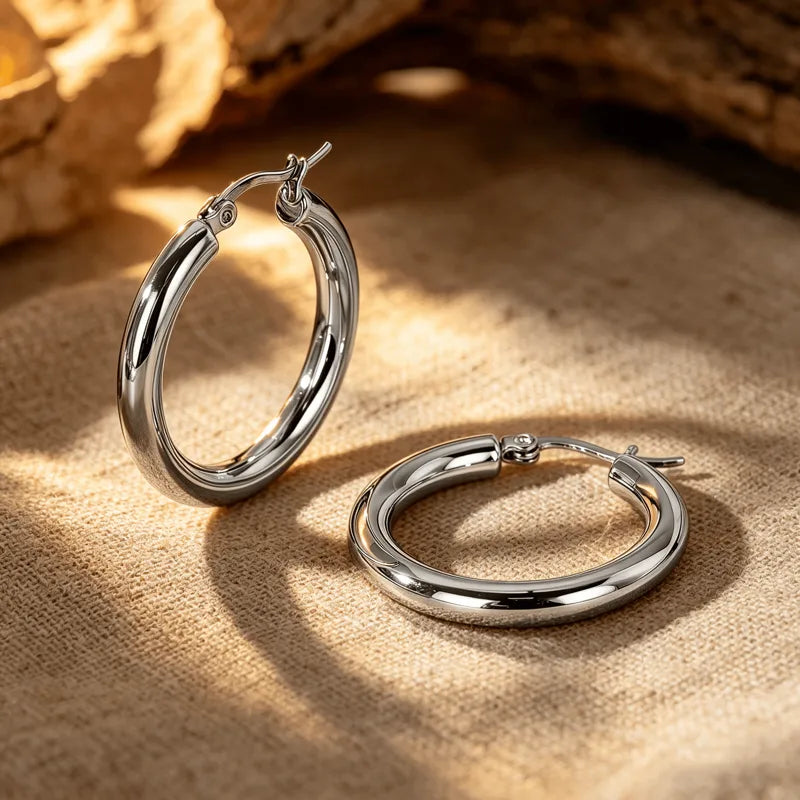 Sheena Hoops | Waterproof Silver 15mm