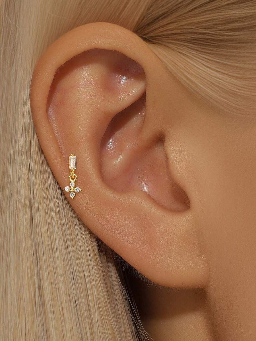 Glendale	Crystal Clover Drop Flatback Stud- Single Earring