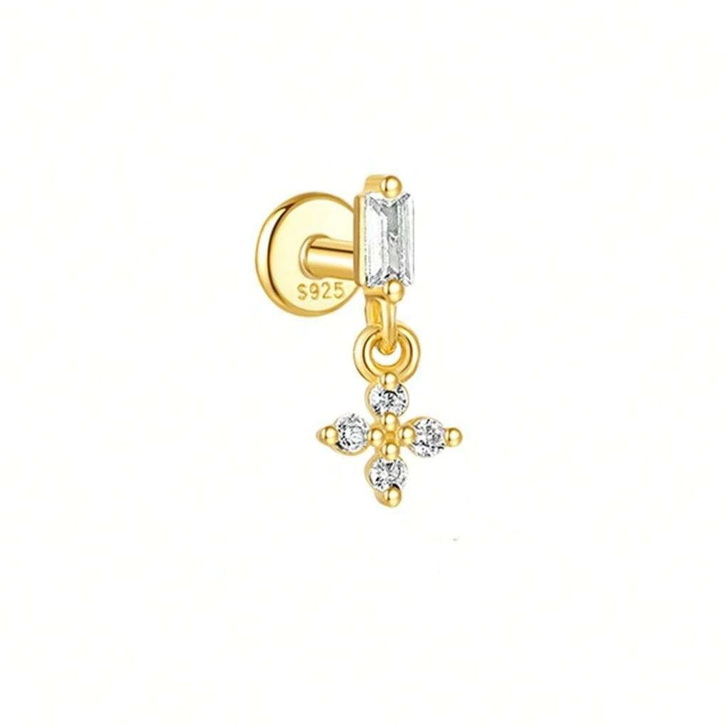 Glendale	Crystal Clover Drop Flatback Stud- Single Earring