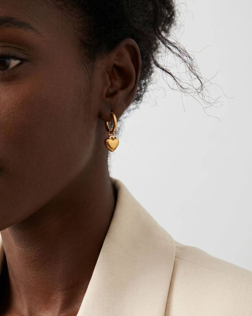 Blair Heart Charm Hoop Earrings | Waterproof 18k Gold