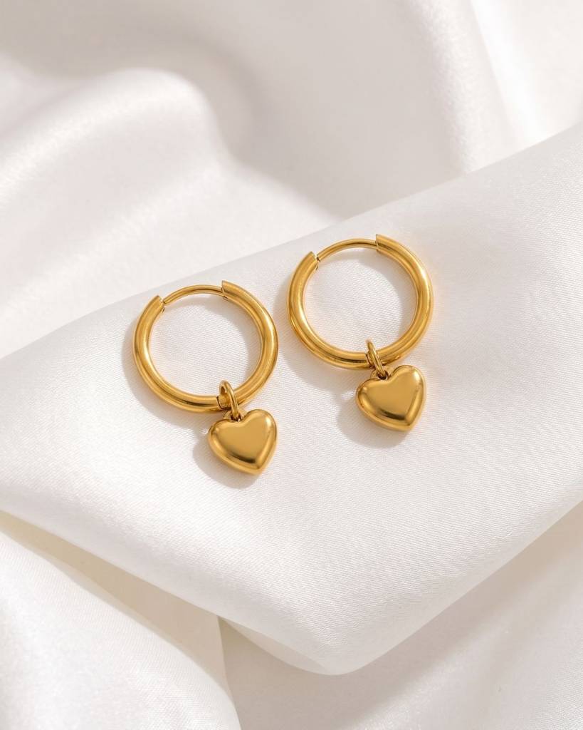 Blair Heart Charm Hoop Earrings | Waterproof 18k Gold