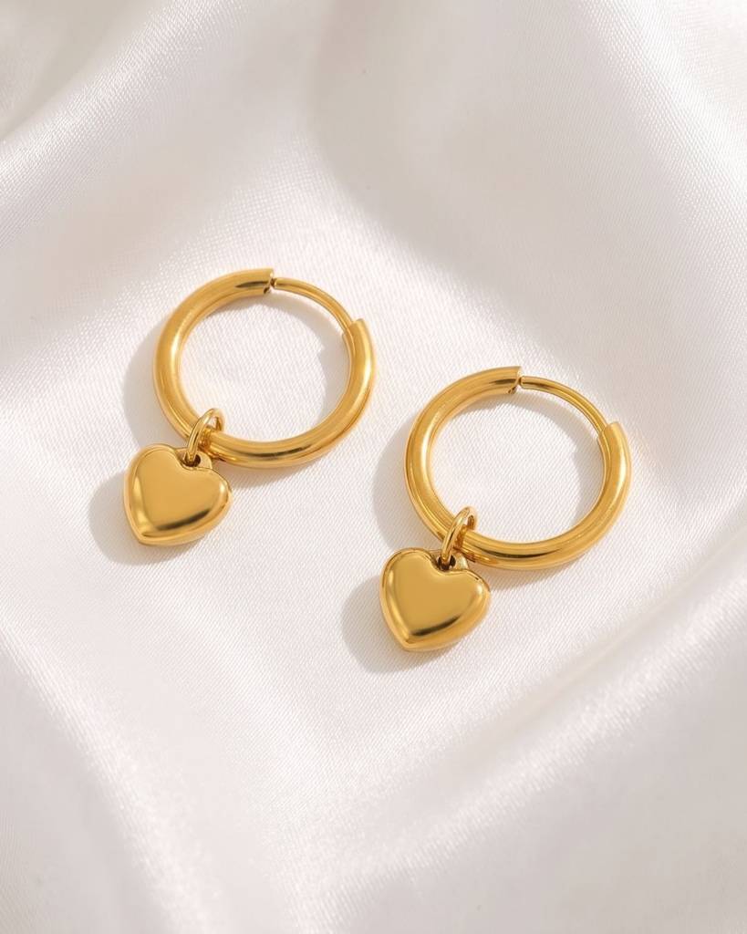 Blair Heart Charm Hoop Earrings | Waterproof 18k Gold