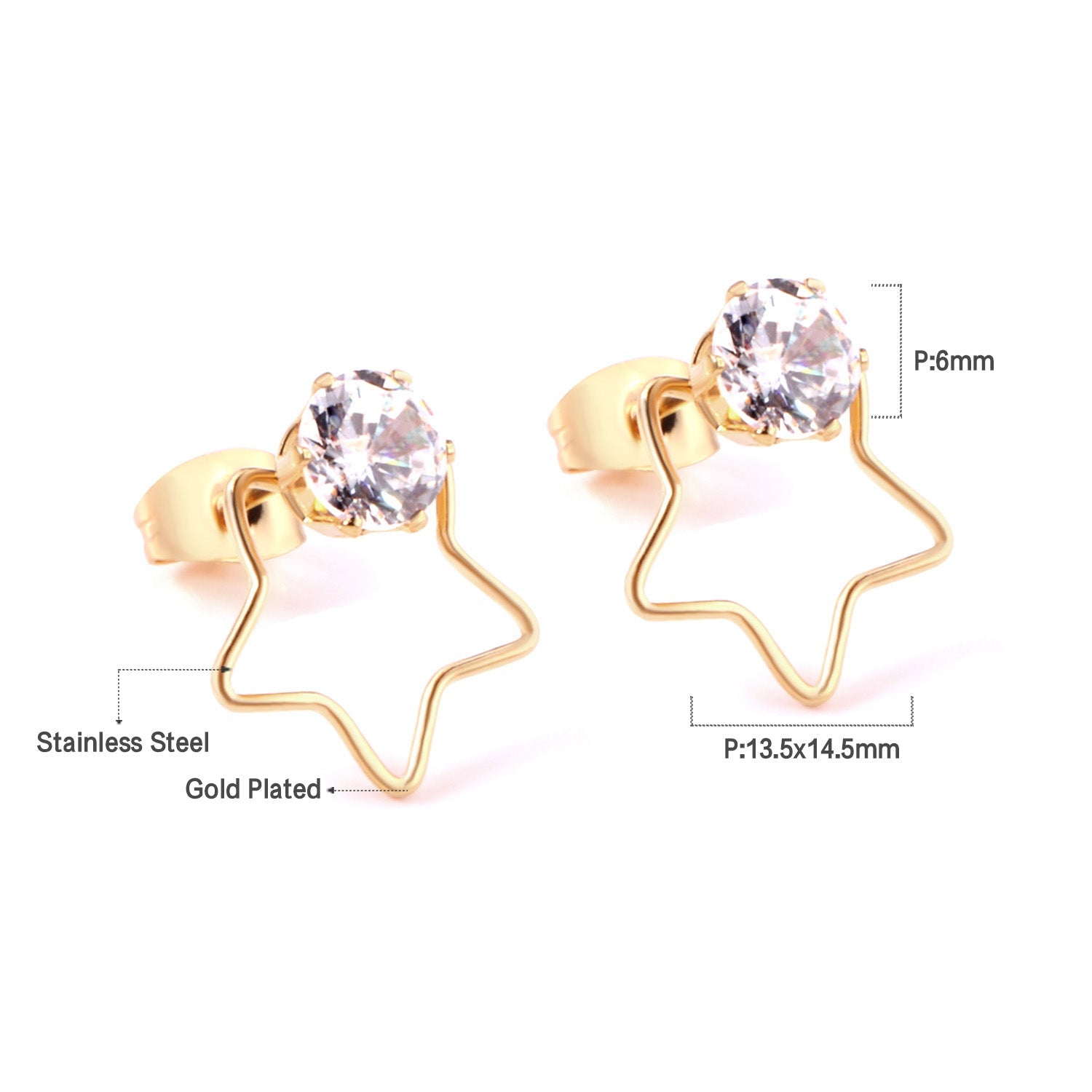 Isadora Stone in Star Studs