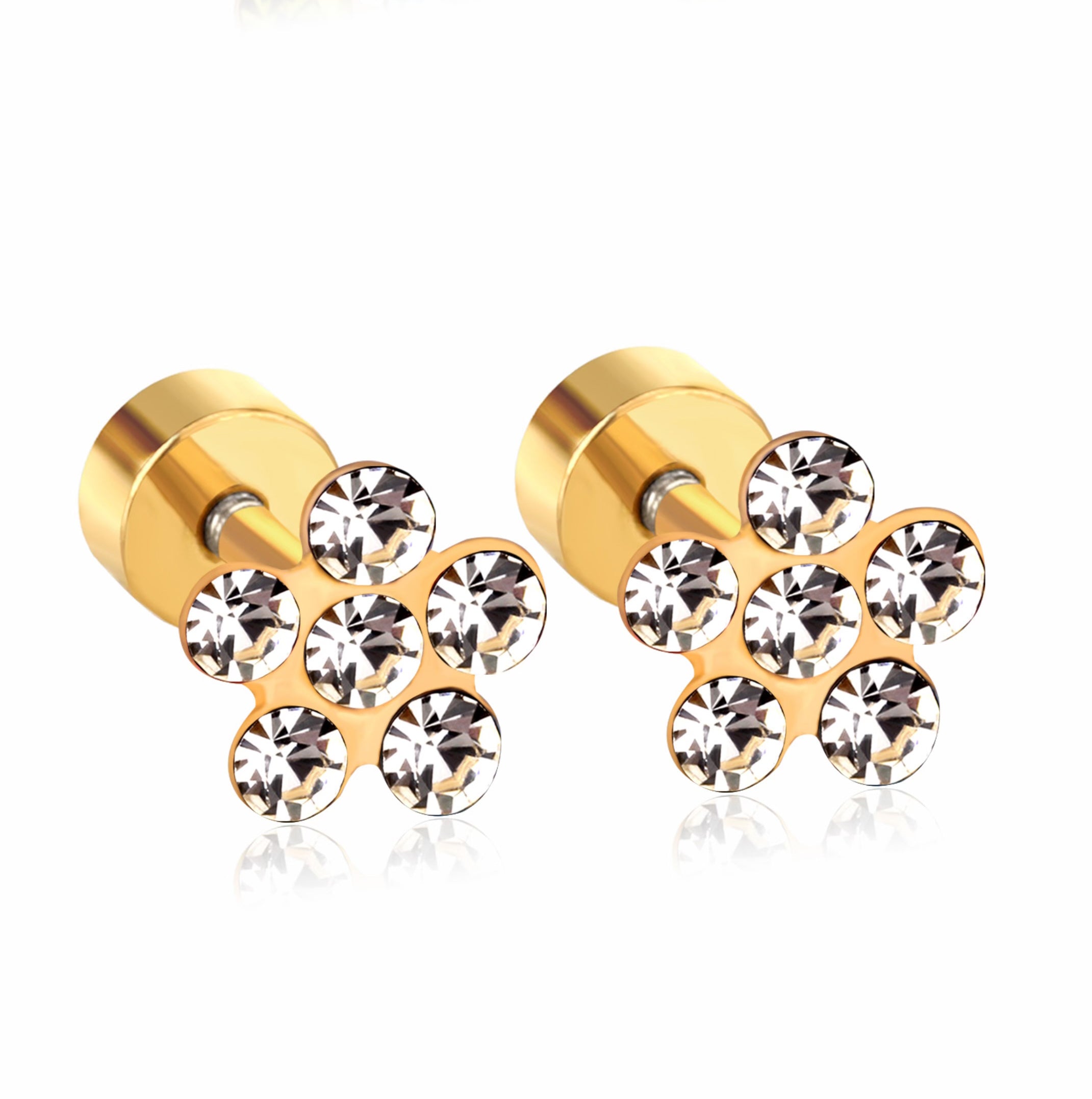 Ananda Five Petal Flower Flat Back Studs