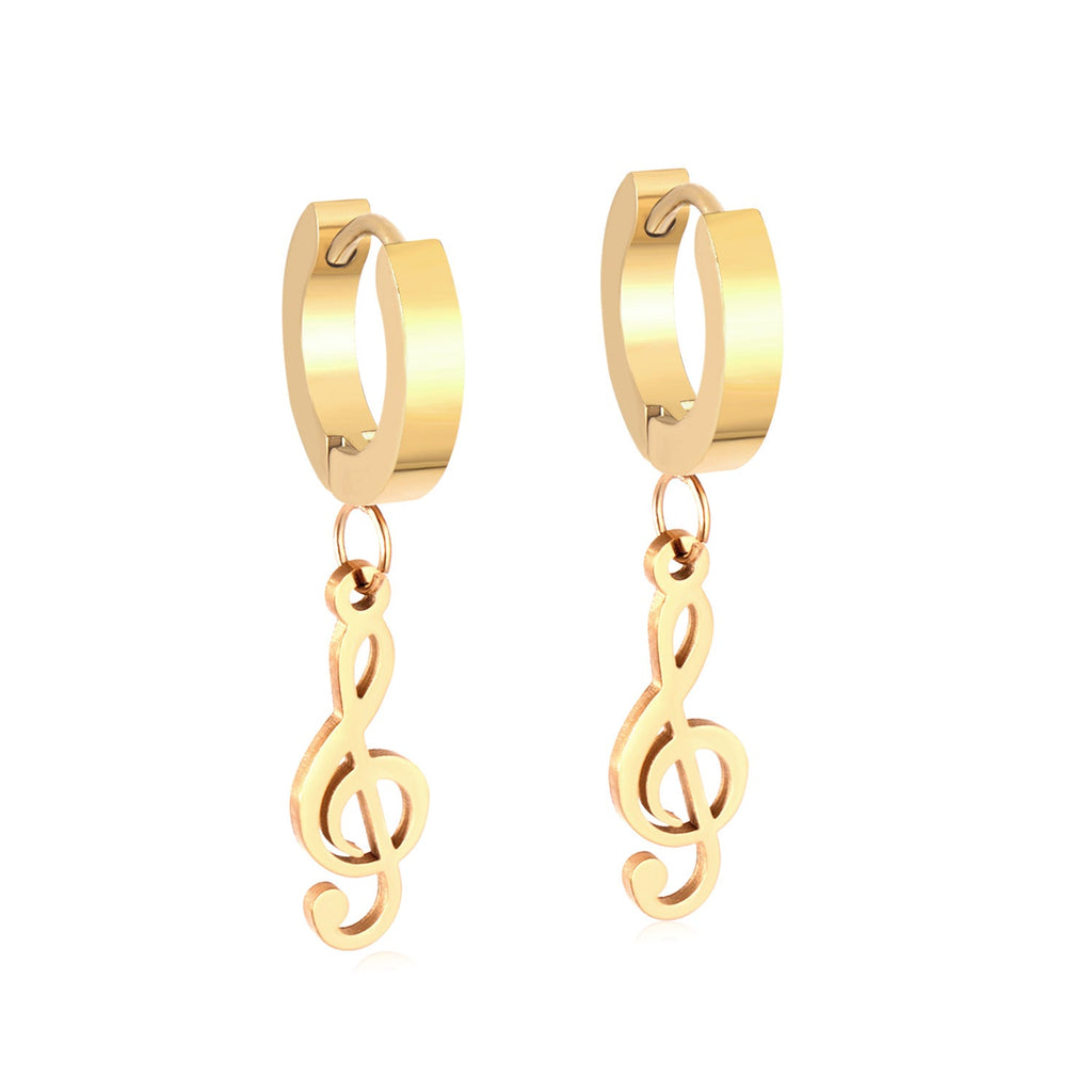 Rhea Music Note Gold Hoops