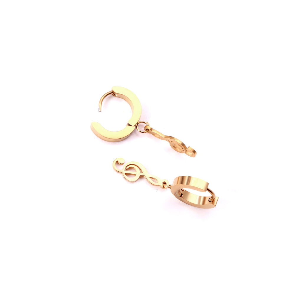 Rhea Music Note Gold Hoops