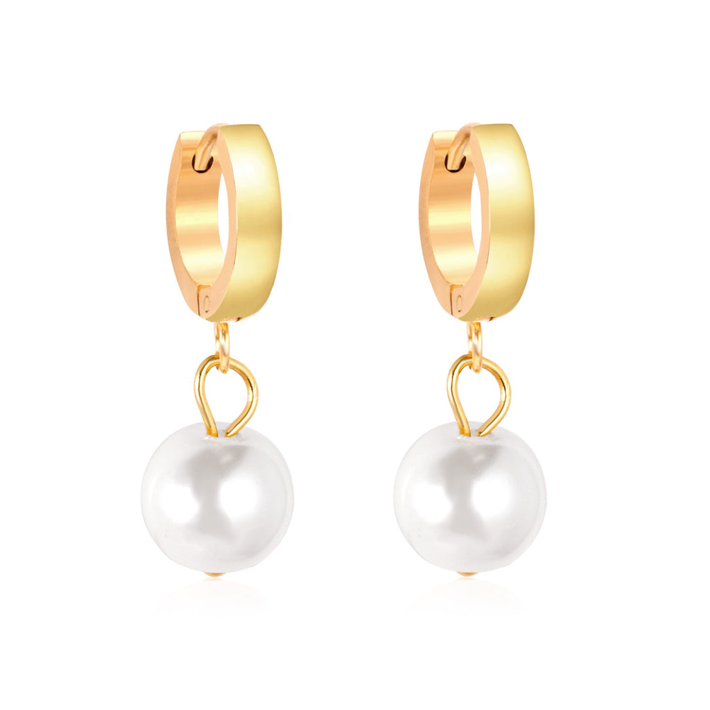 Aval Pearl Huggie Hoops