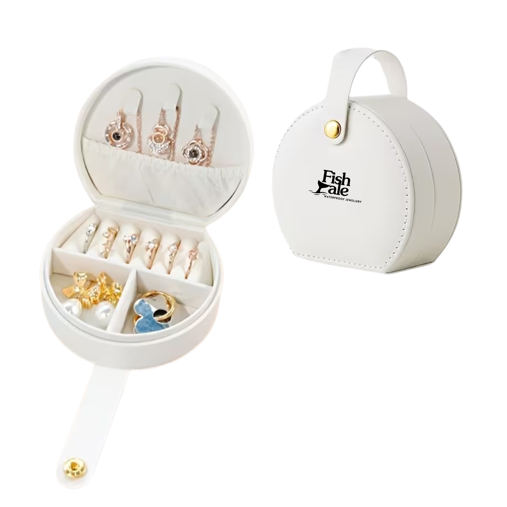 The Finishing Touch | Half Circle White Travel Jewelry Box