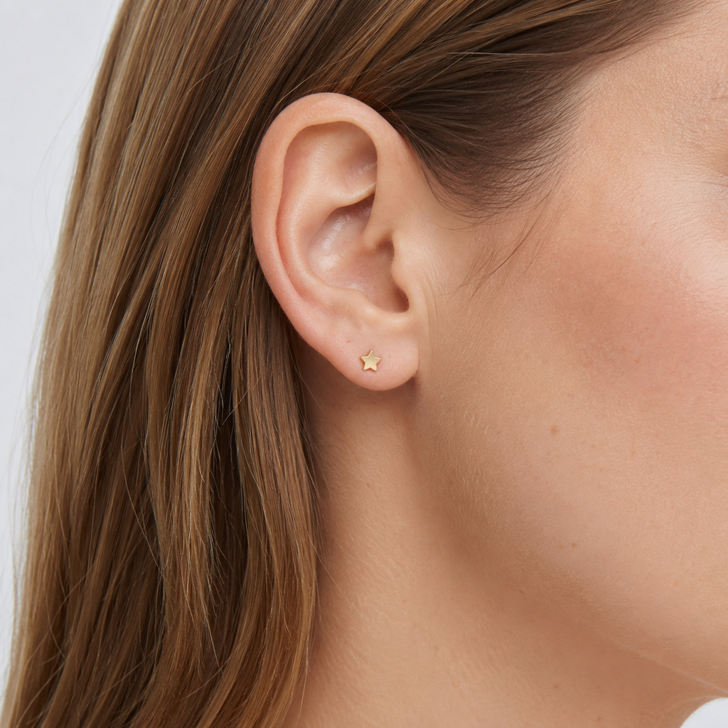 Amber Dainty Star Flat Back Studs | Waterproof 18k Gold & Silver