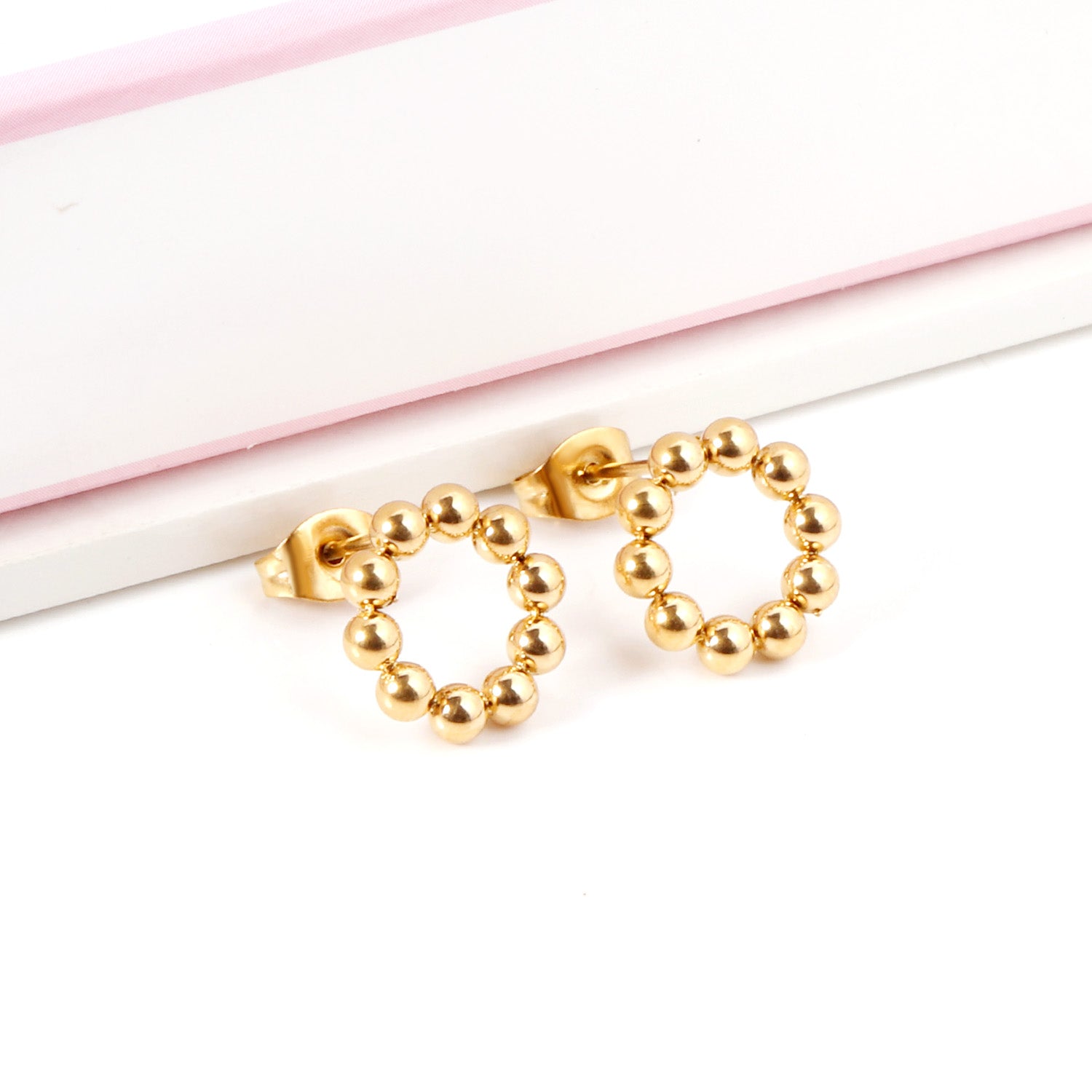 Janaina Round Beaded Studs | Waterproof 18k Gold & Silver