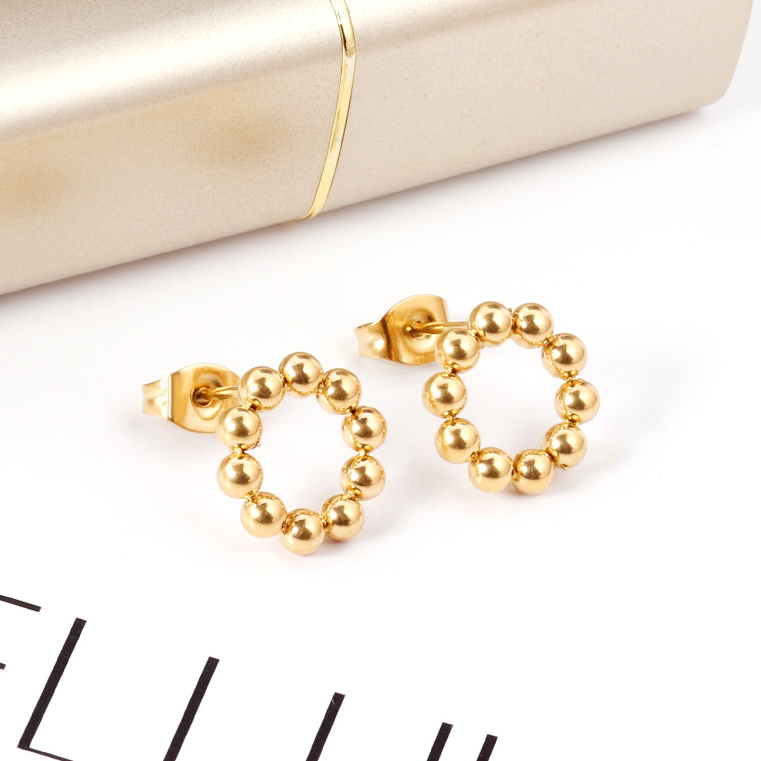 Janaina Round Beaded Studs | Waterproof 18k Gold & Silver