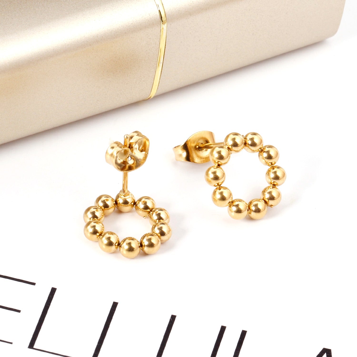 Janaina Round Beaded Studs | Waterproof 18k Gold & Silver
