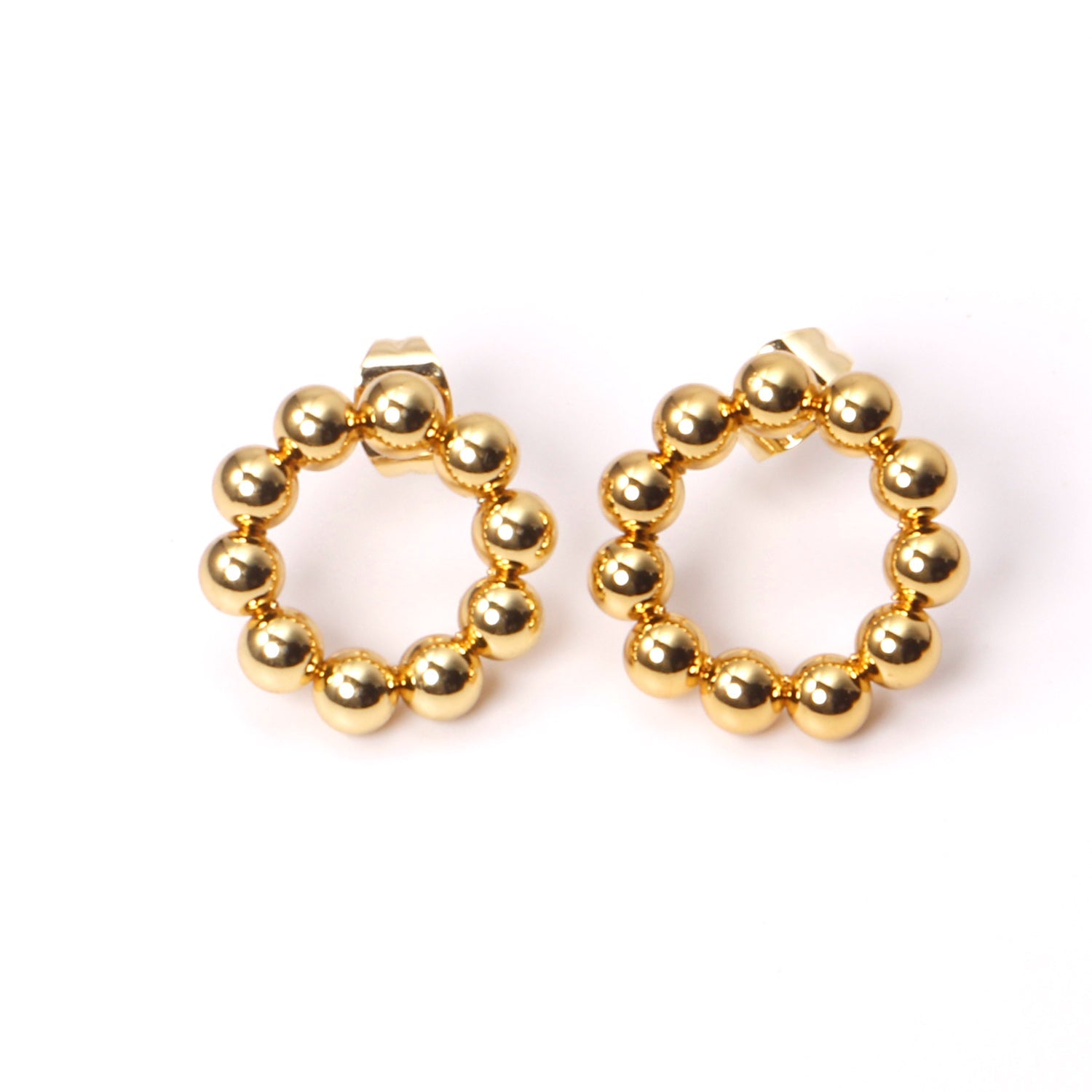Janaina Round Beaded Studs | Waterproof 18k Gold & Silver