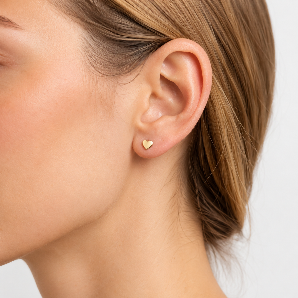 Rosea Love Heart Flat Back Studs - Gold & Silver