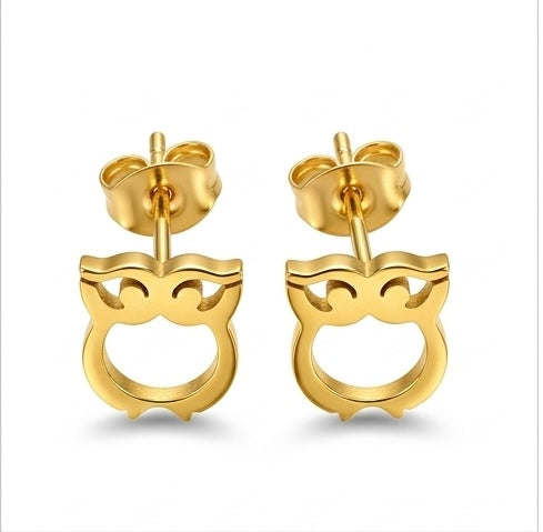 April Lucky Owl Studs | Waterproof 18k Gold & Silver