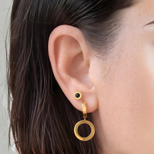 Clio	Hollow Circle Hoops | Waterproof 18K Gold & Silver