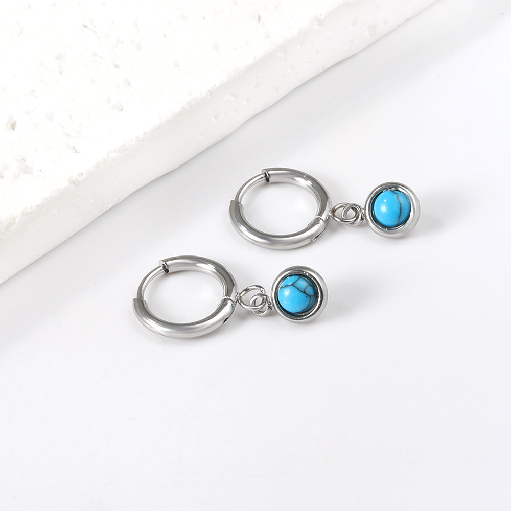 Xanthe Blue Agate Silver Hoops