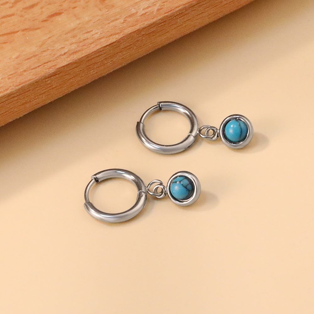 Xanthe Blue Agate Silver Hoops