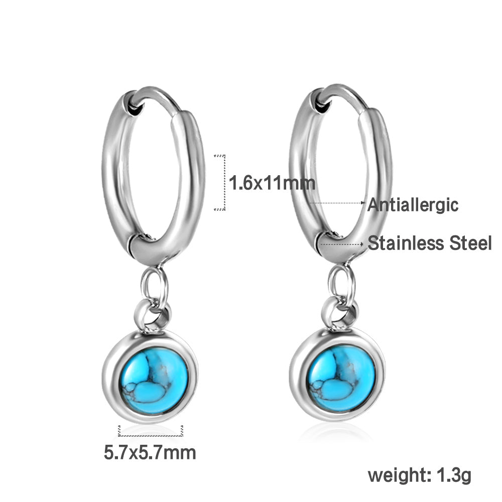 Xanthe Blue Agate Silver Hoops