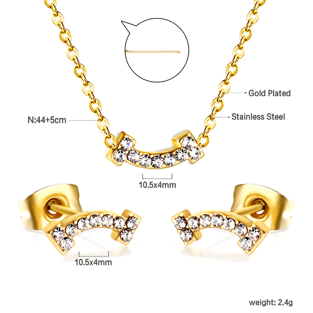 Eros Necklace 50cm & Earrings Gold Set- Buy Set or Individually