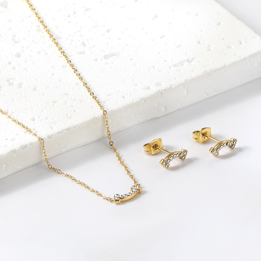 Eros Necklace 50cm & Earrings Gold Set- Buy Set or Individually