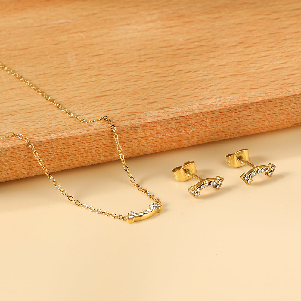 Eros Necklace 50cm & Earrings Gold Set- Buy Set or Individually
