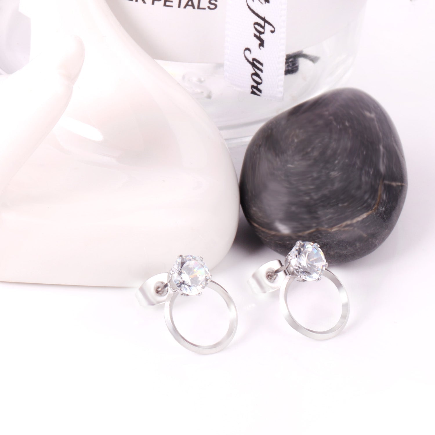 Iris Stone on Circle Studs